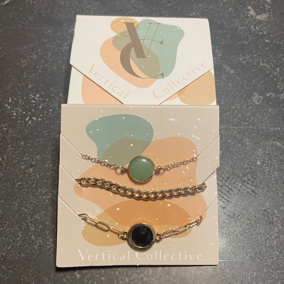 Vertical Collective 3 Gold-Plated Chain Bracelets Layering Set - Picture 4 of 4